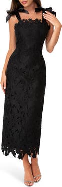 bebe Bow Strap Lace Maxi Dress