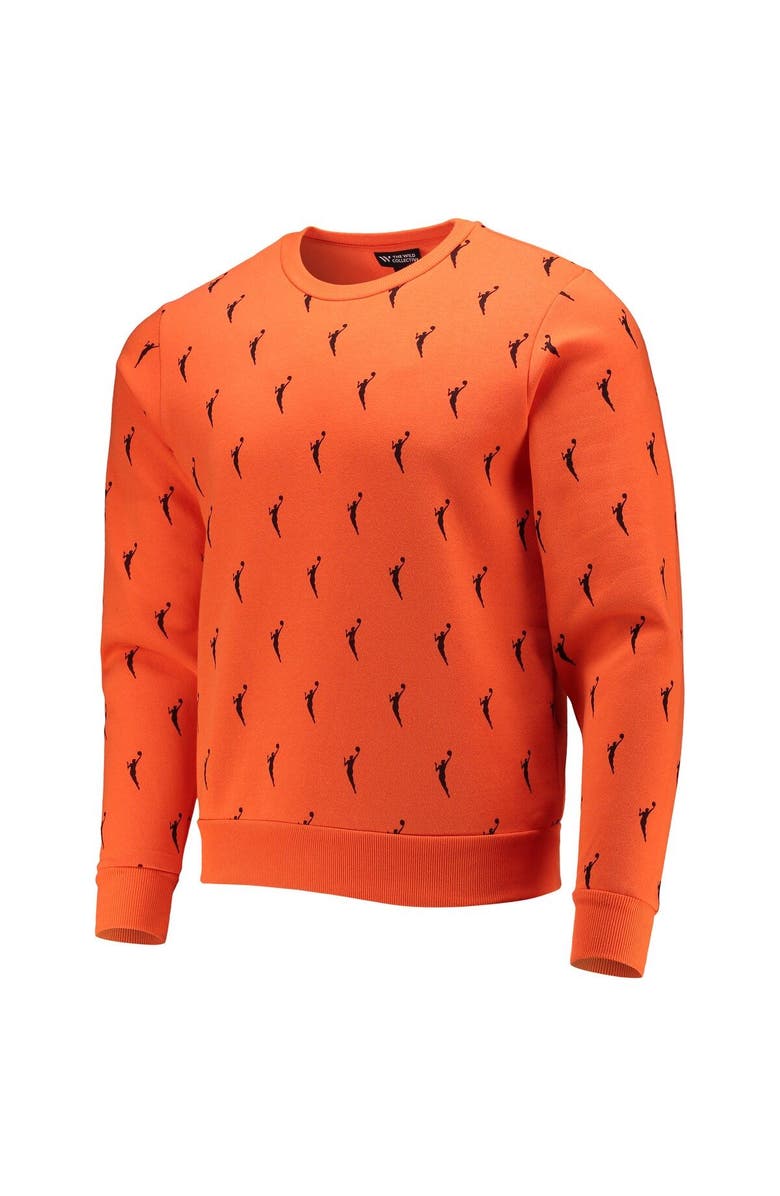 THE WILD COLLECTIVE Orange WNBA Logowoman All Over Logo Pullover Sweatshirt, Alternate, color, Orange