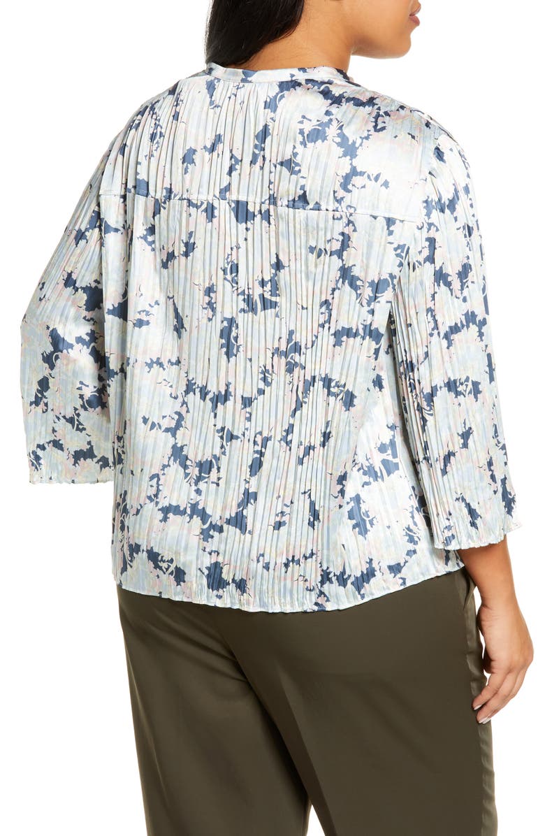 Vince Pleated Lotus Print Blouse, Alternate, color, 