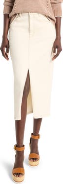 NIC+ZOE Front Slit Denim Midi Skirt