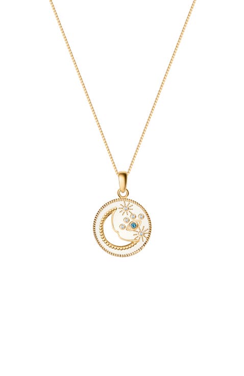 Celestial Impression - White Enamel Moon & Stars Necklace