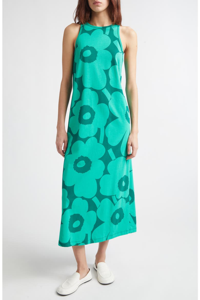 Erilainen Unikko Cotton Jersey Tank Dress, Main, color, GREEN DARK GREEN