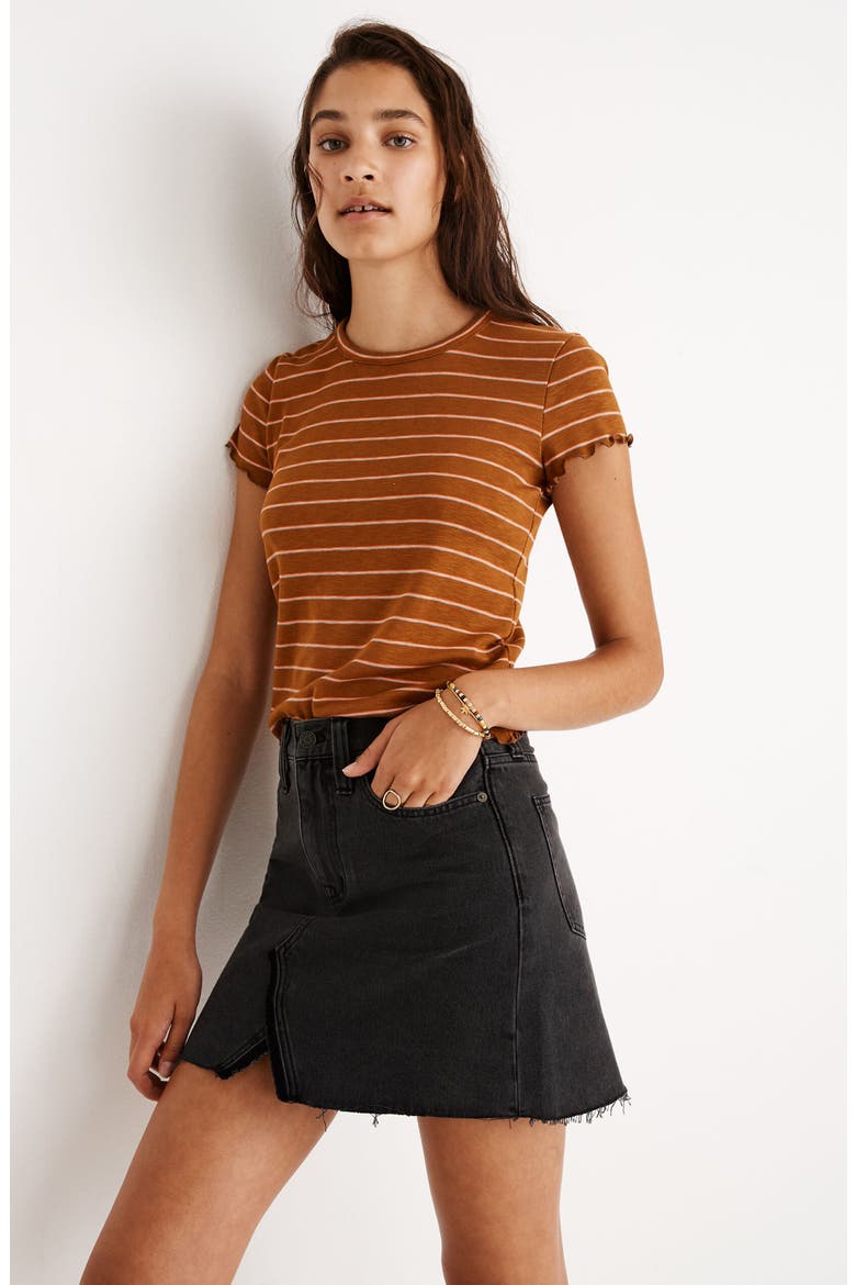 A-Line Rigid Denim Miniskirt, Alternate, color, COLFAX WASH