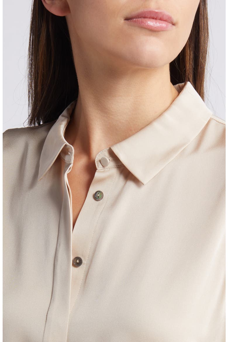 Celine Sleeveless Stretch Silk Shirt, Alternate, color, ANTIQUE