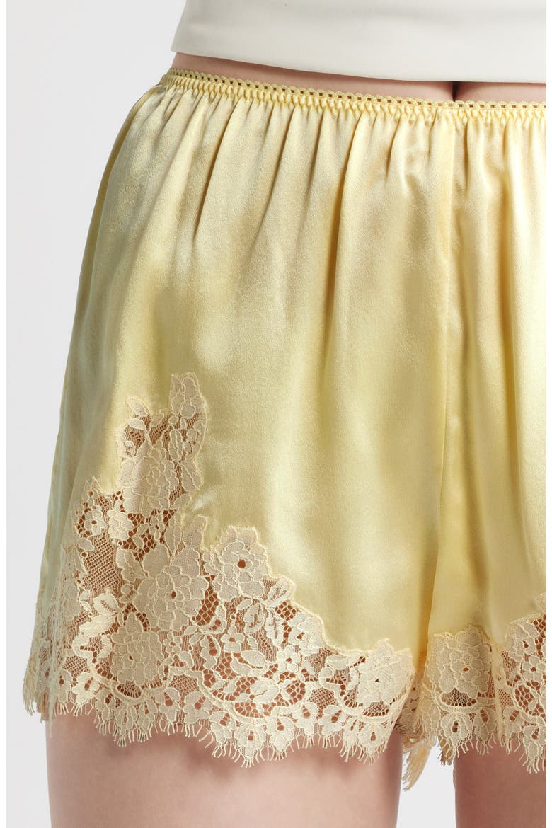 Iona Lace Trim Silk Satin Shorts, Alternate, color, GATEAU
