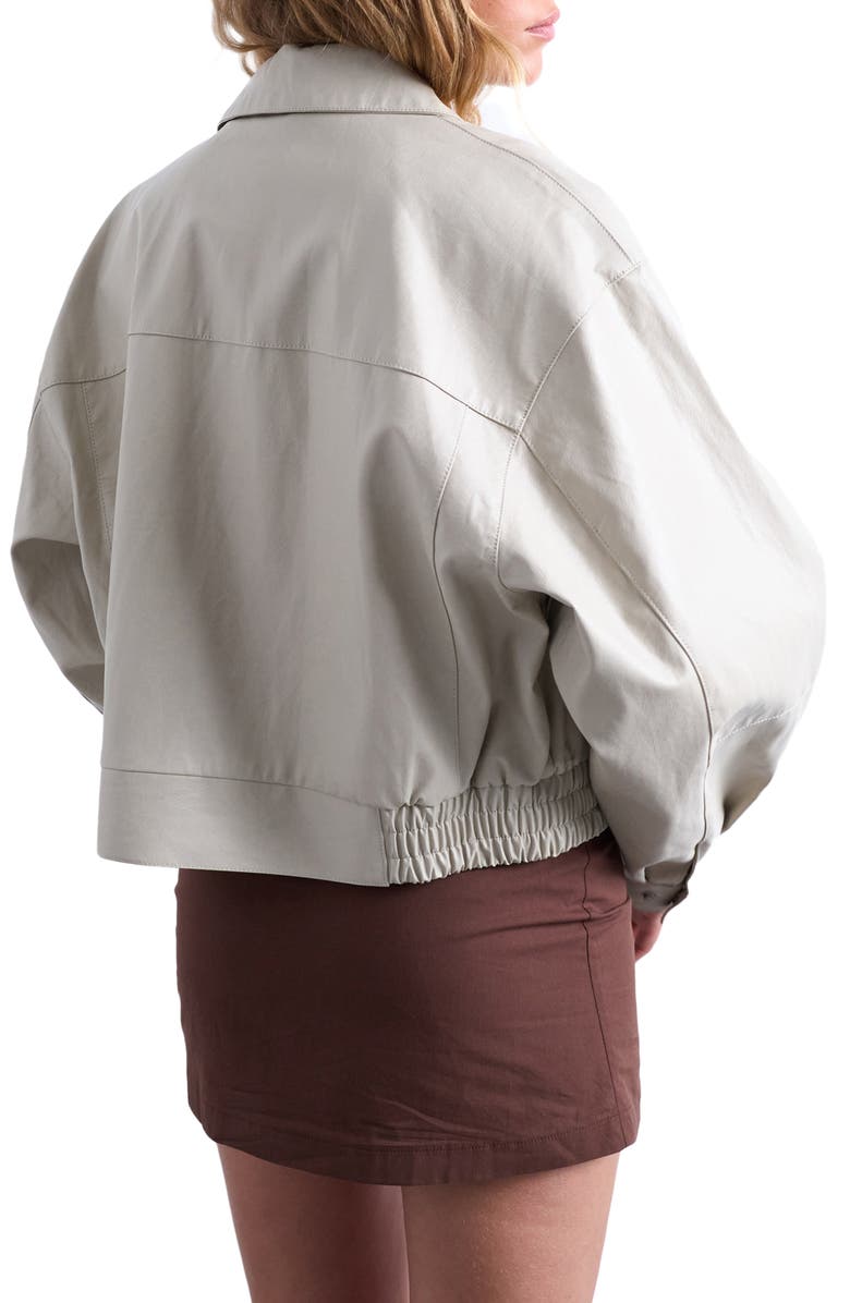 Topshop Oversize Faux Leather Jacket, Alternate, color, Cream