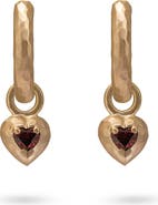 Eloise Jewelry Wander Hoops Medium with Heart Charms Red Garnet