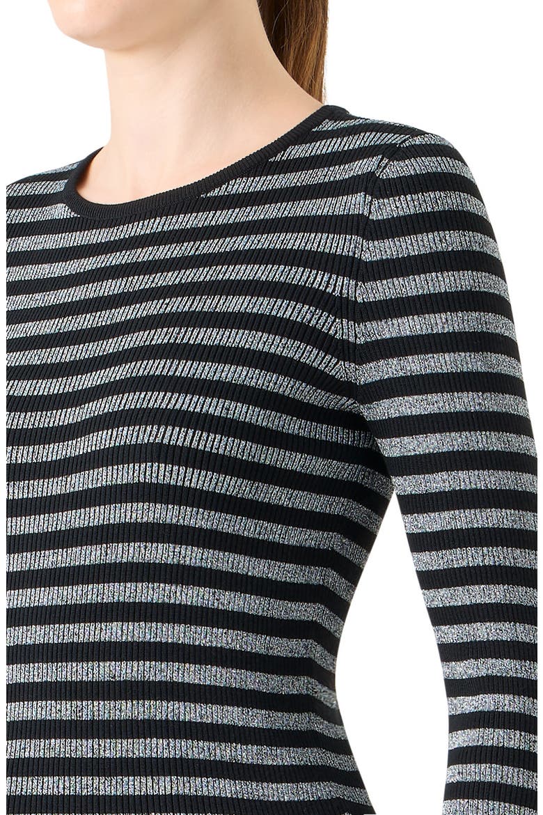 Stripe Virgin Wool Sweater, Alternate, color, BLACK-BRUSHED STEEL