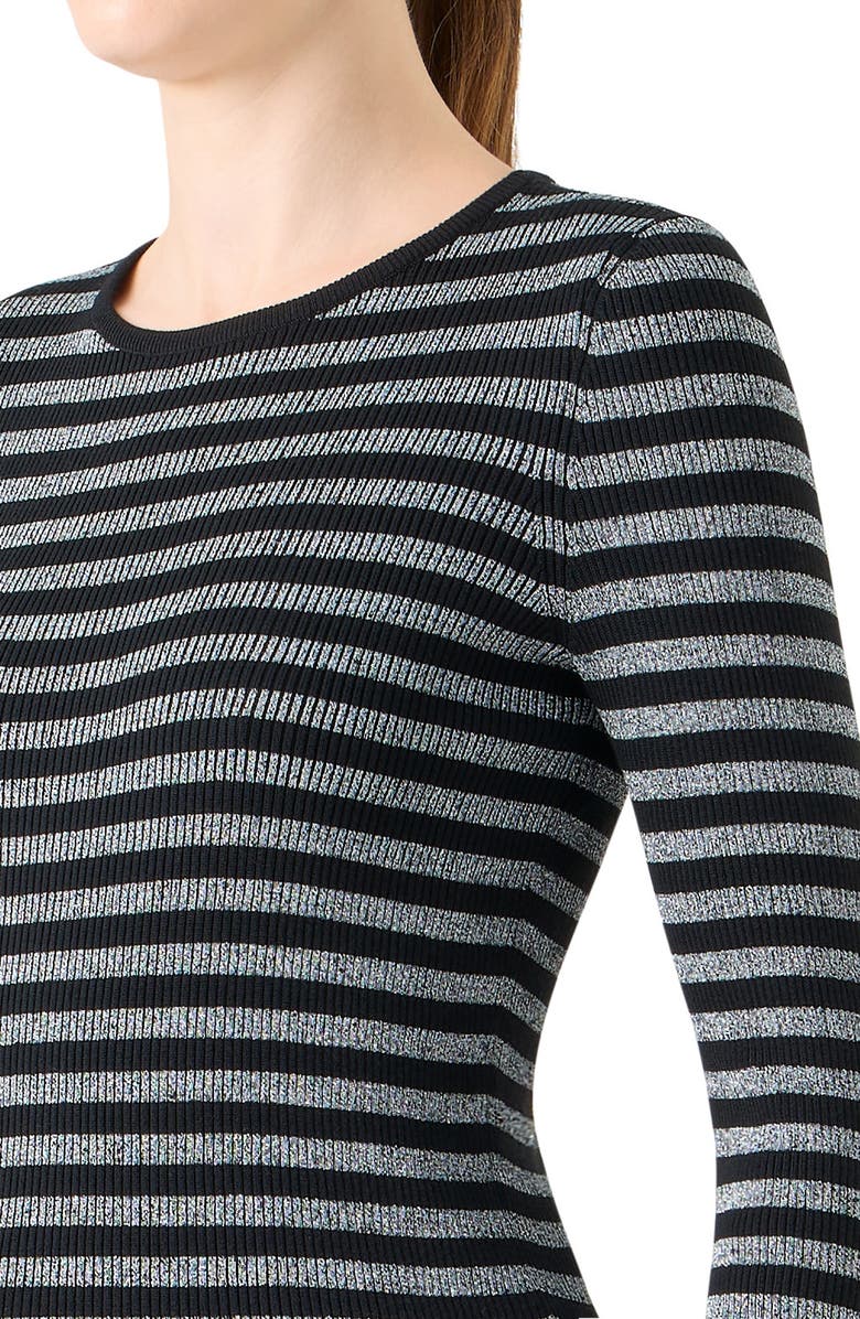 Akris punto Stripe Virgin Wool Sweater, Alternate, color, Black-Brushed Steel