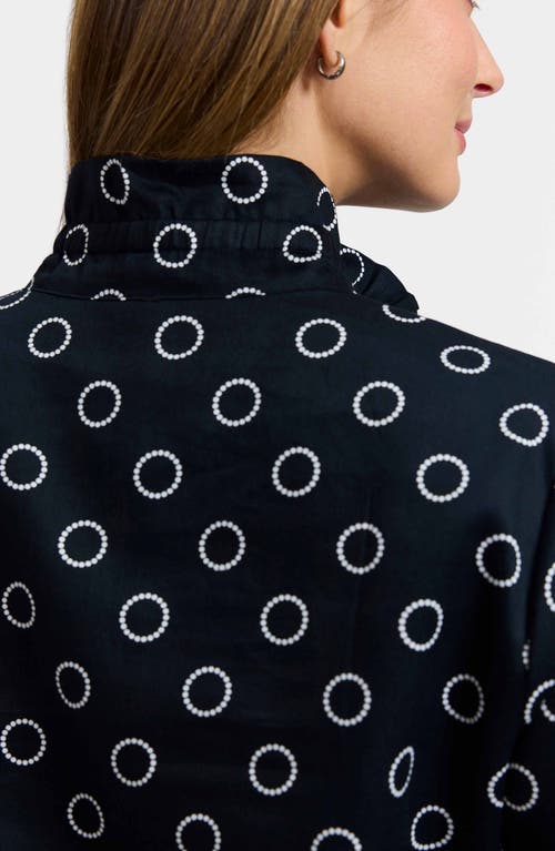Foxcroft Carolina Circle Print Cotton Button-up Shirt In Black