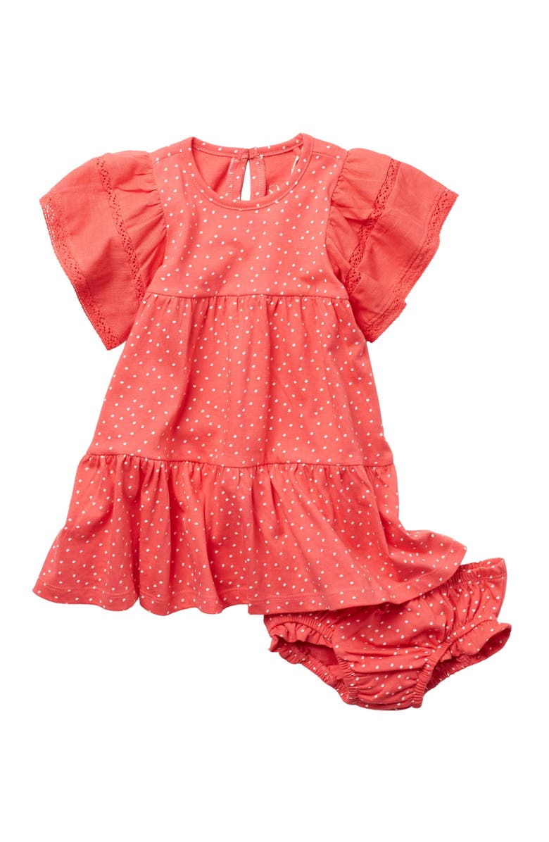 Jessica Simpson Dot Print Ruffled Dress & Bloomers Set, Main, color, 