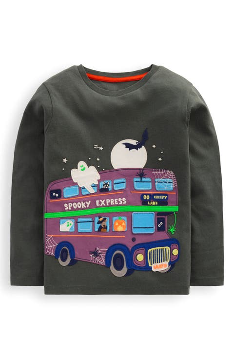 Kids' Halloween Appliqué Lift the Flap Long Sleeve Cotton Graphic T-Shirt (Toddler, Little Kid & Big Kid)