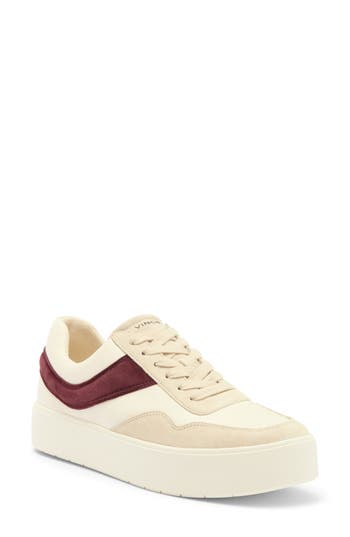 Vince Benfield Sneaker In Milk/oxblood