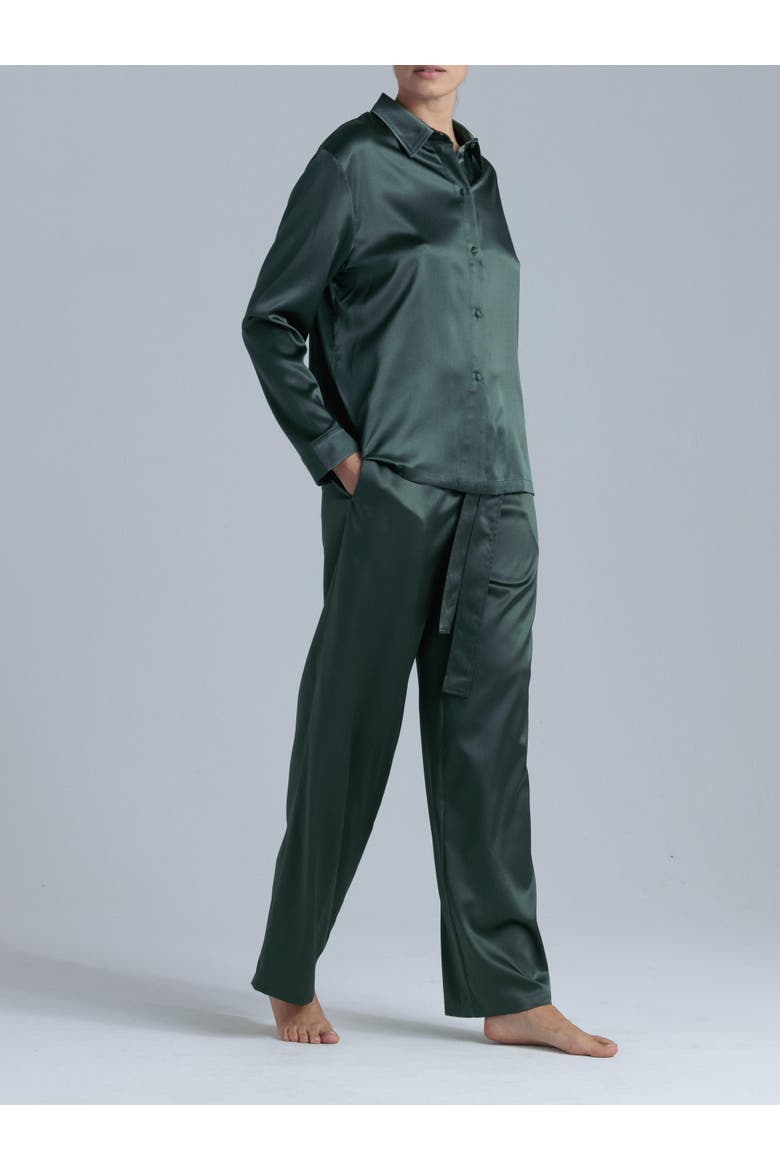 Silk Pajama Pants, Alternate, color, Rich Green