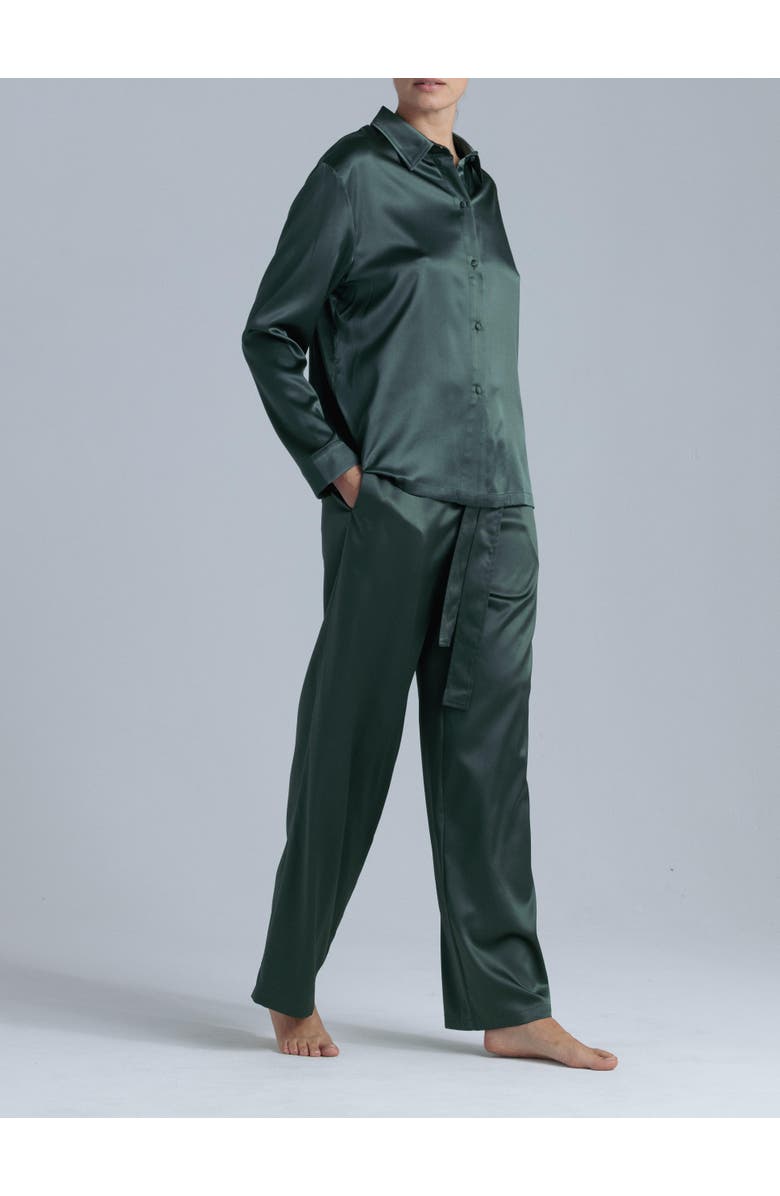 Alas Silk Pajama Pants, Alternate, color, Rich Green