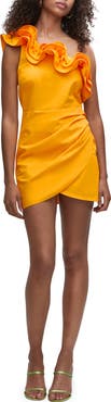 MANGO Asymmetric Ruffle Sleeveless Minidress