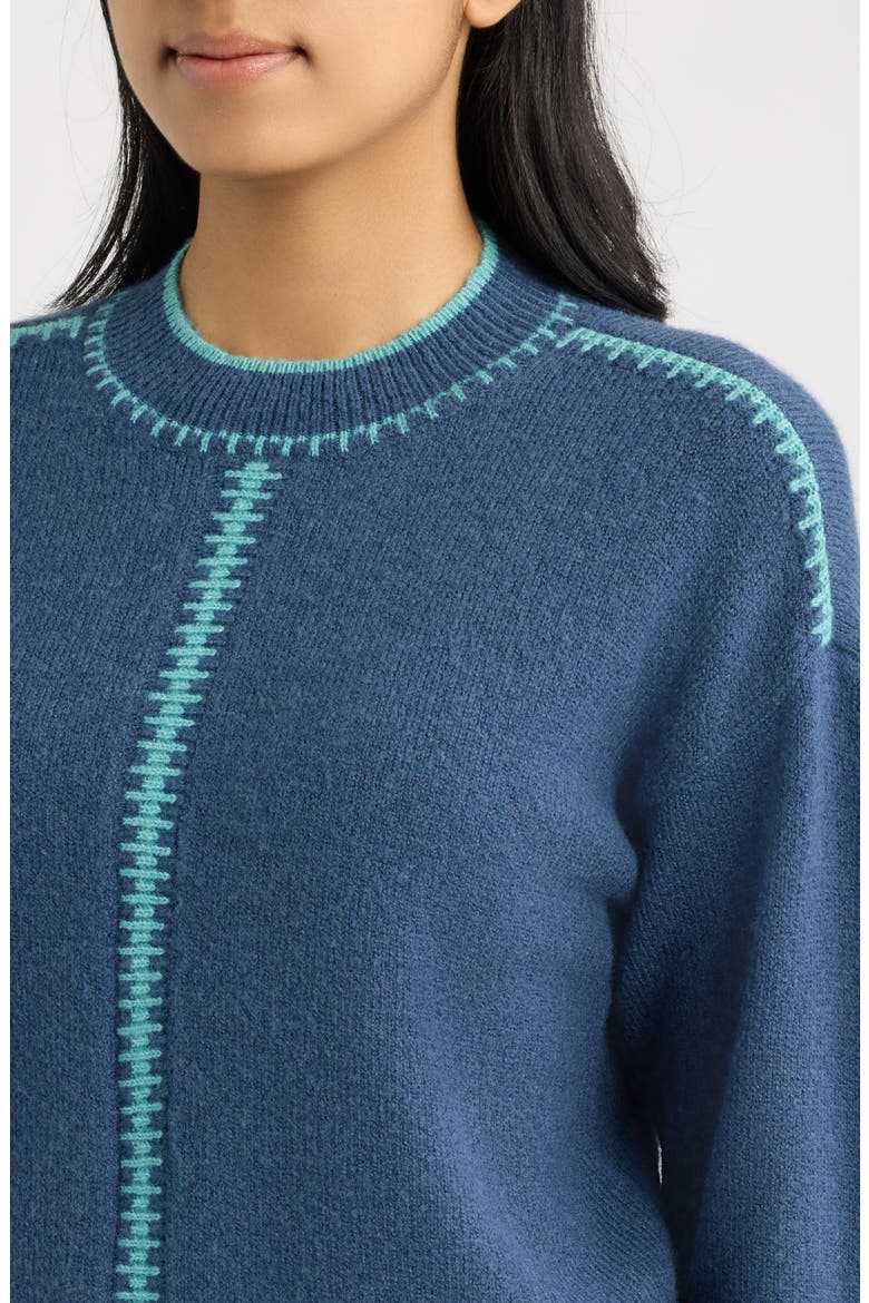 Blanket Stitch Sweater, Alternate, color, CADET BLUE
