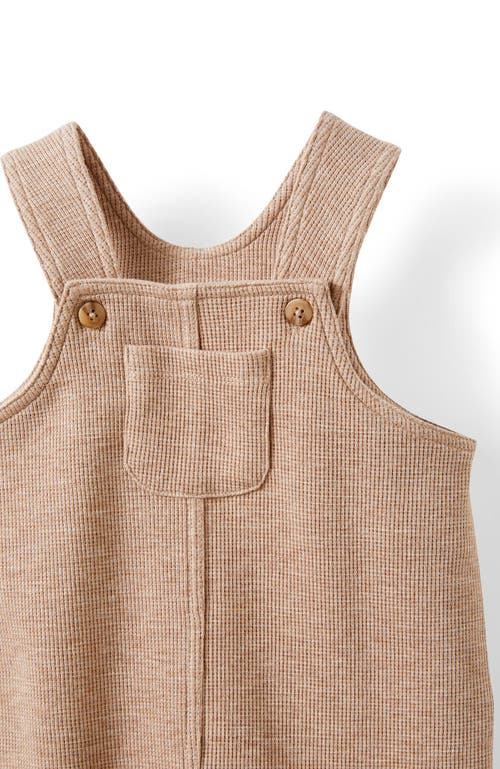 Cotton On Kids Organic Waffle Dungaree In Oatmilk Marle