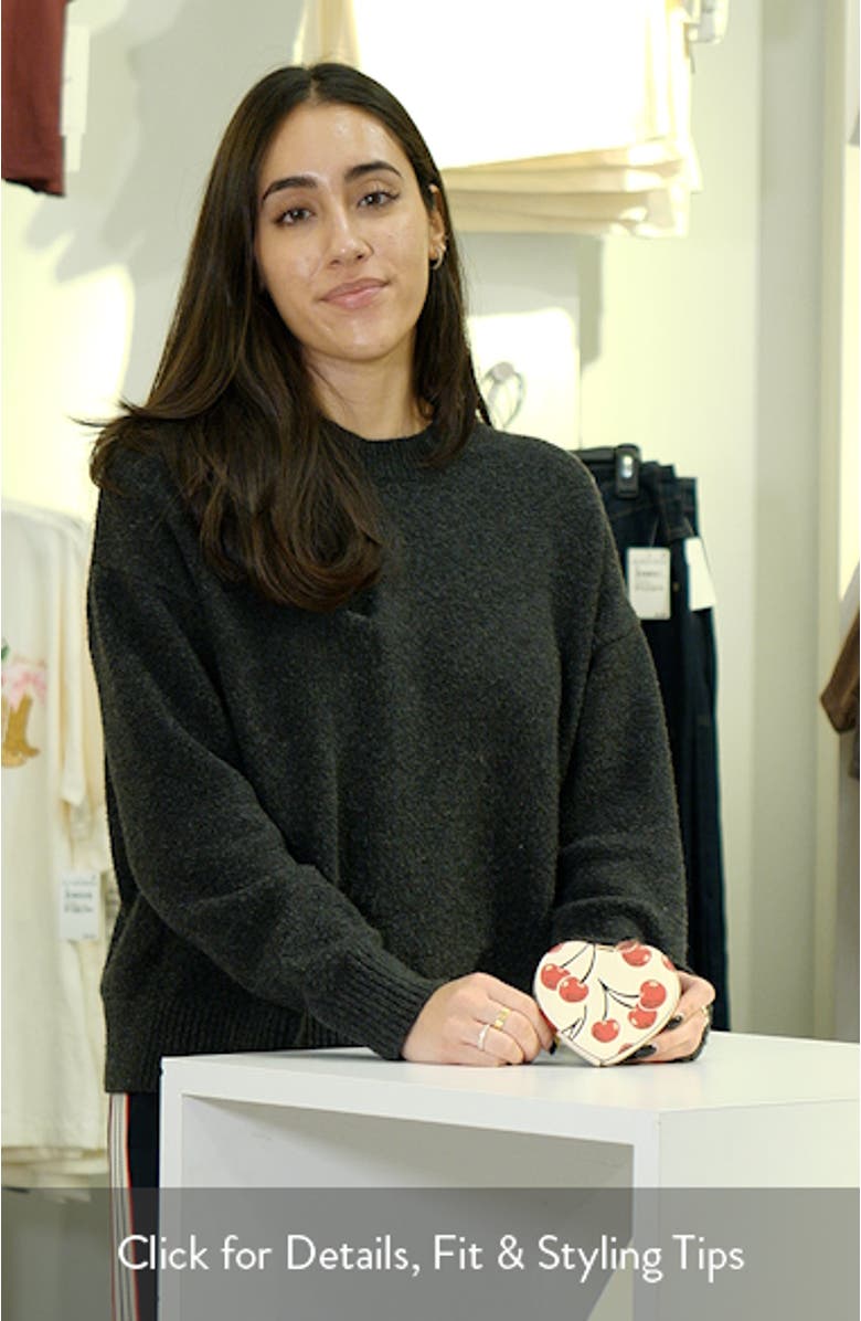 Cherry Print Leather Boxed Heart Coin Purse, sales video thumbnail