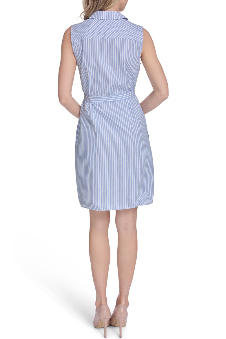 Sleeveless Cotton Shirtdress, Alternate, color, BRIGHT WHITE/ MARINA BLUE