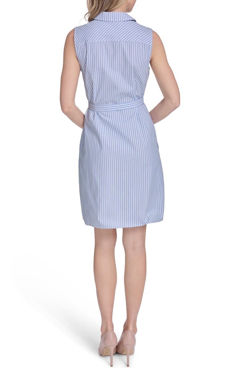 Tommy Hilfiger Sleeveless Cotton Shirtdress, Alternate, color, Bright White/ Marina Blue