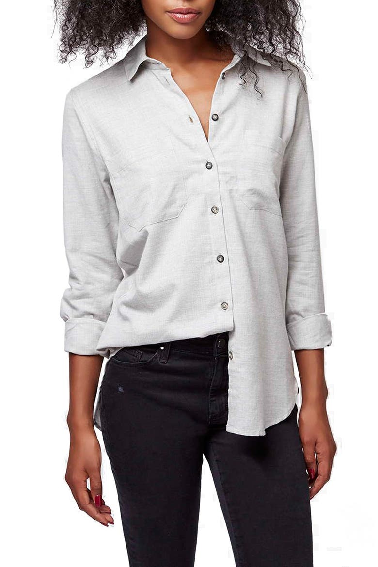 Herringbone Chambray Shirt, Main, color, GREY