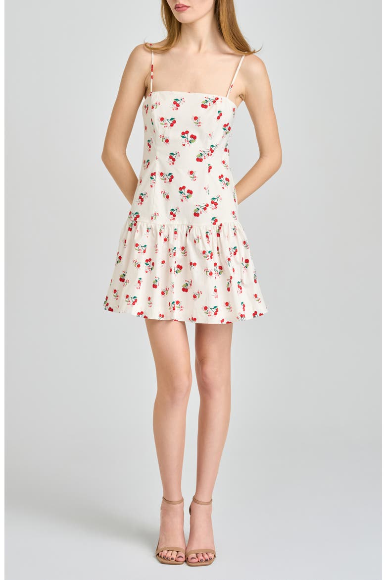 Louisa Cherry Print Stretch Cotton Sundress, Main, color, IVORY CHERRIES
