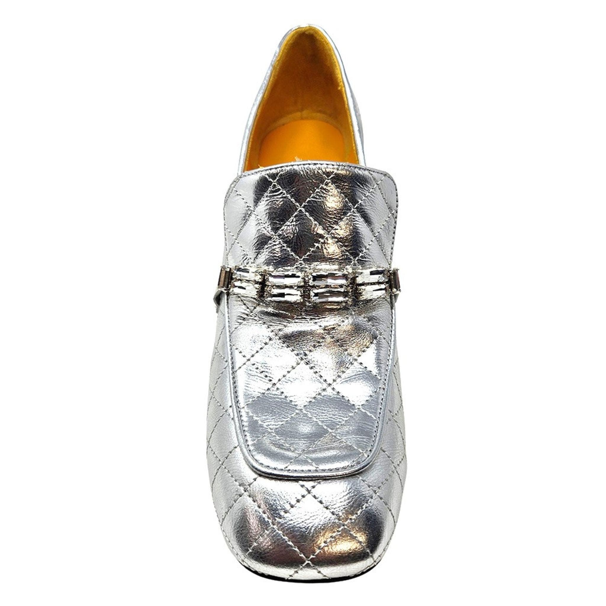 Heel Quilted Loafer, Alternate, color, Silver