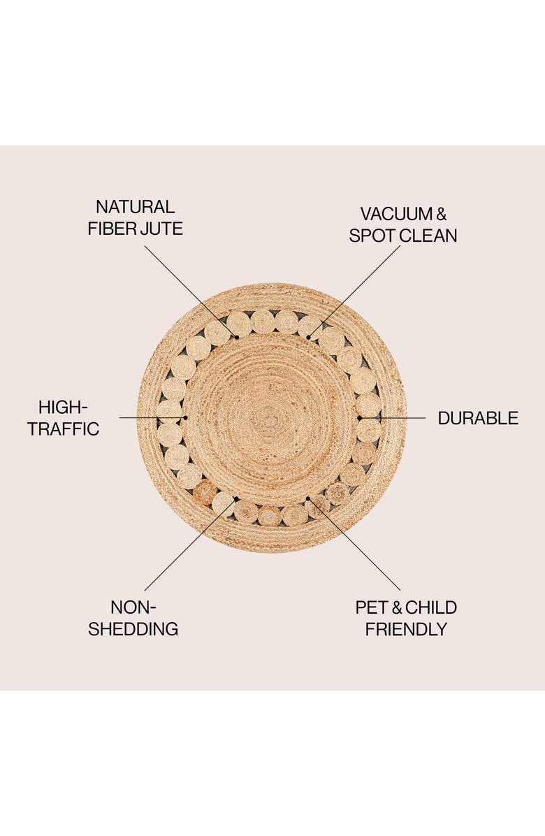 JONATHAN Y Dahlia Round Natural Jute Boho Circle Natural Round Area Rug, Alternate, color,