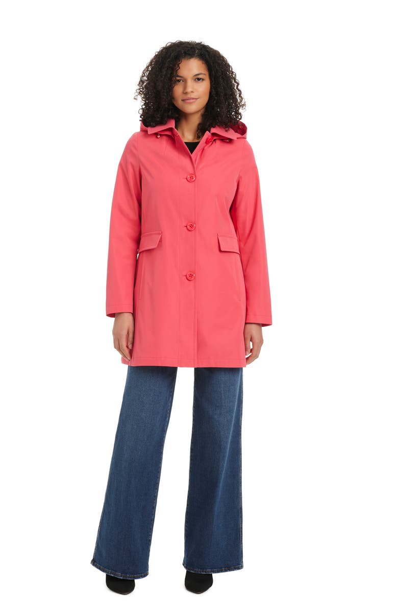 Kate Spade New York water resistant hooded a-line trench coat, Alternate, color, Ravishing Rose