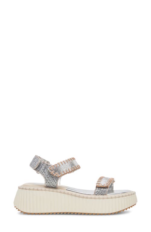 Dolce Vita Debra Platform Sandal In Silver Distressed Leather