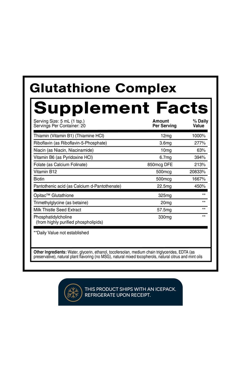 Quicksilver Scientific Glutathione Complex Milk Thistle and Vitamin B Complex Liquid Supplement, Alternate, color, NO COLOR