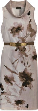 Donna Karan New York Floral Sleeveless Linen Blend Sheath Dress