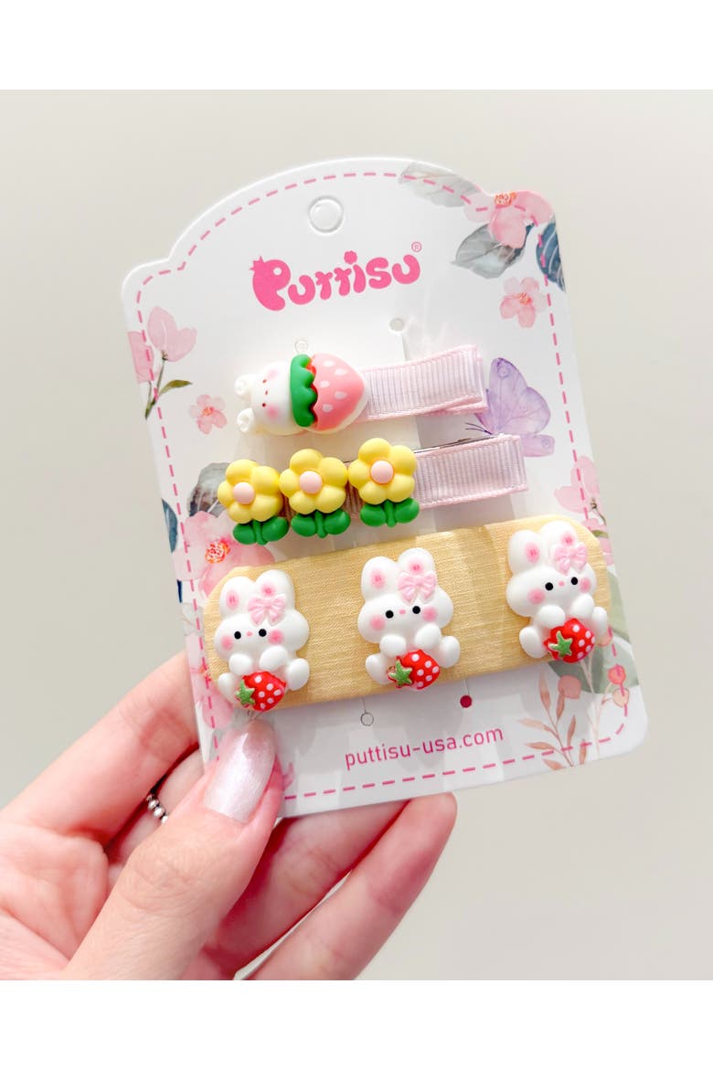 3pc Hair Clip Set - Bunny Garden Trio, Alternate, color, Honey Bunny Meadow - Yellow