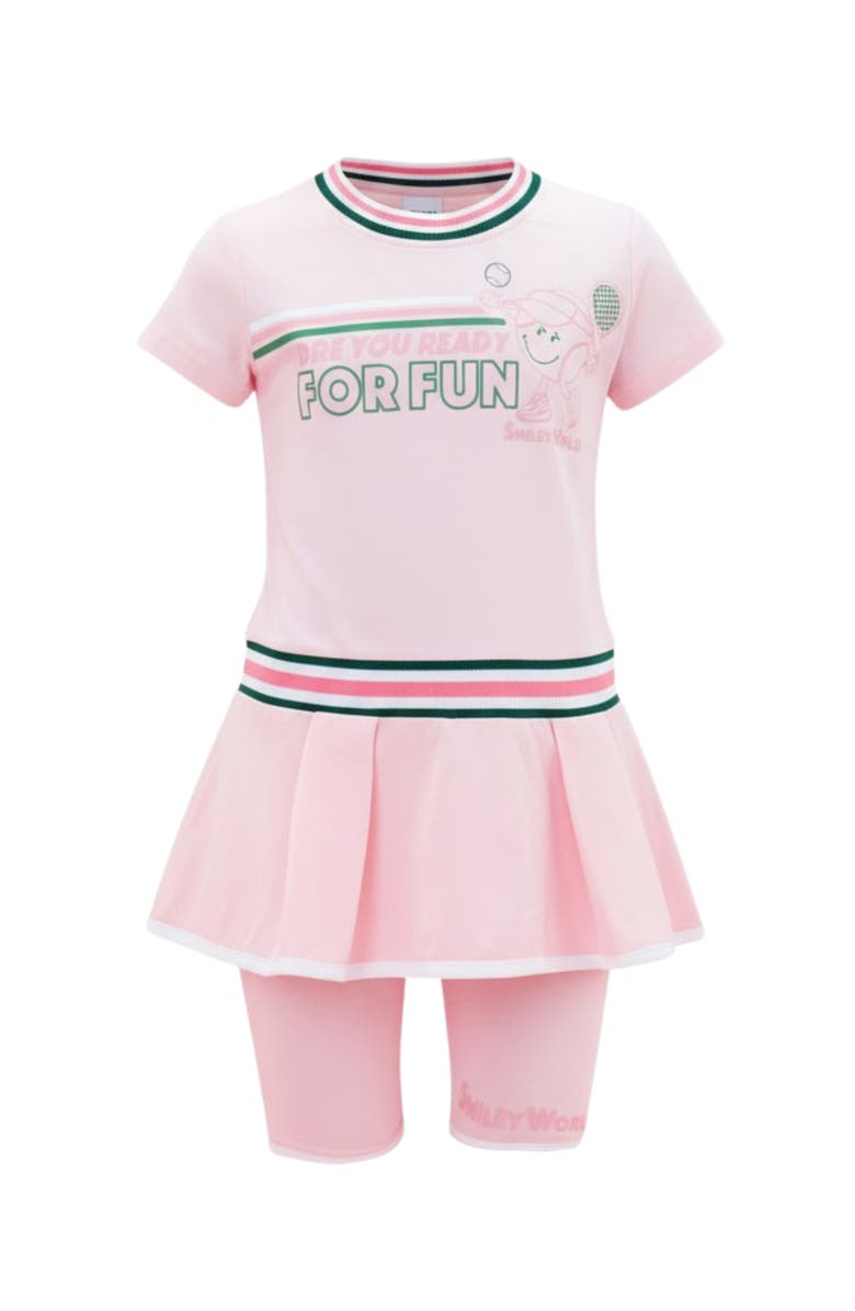 Mia Belle Girls Varsity Spirit Dress and Biker Short Set, Main, color, Pink