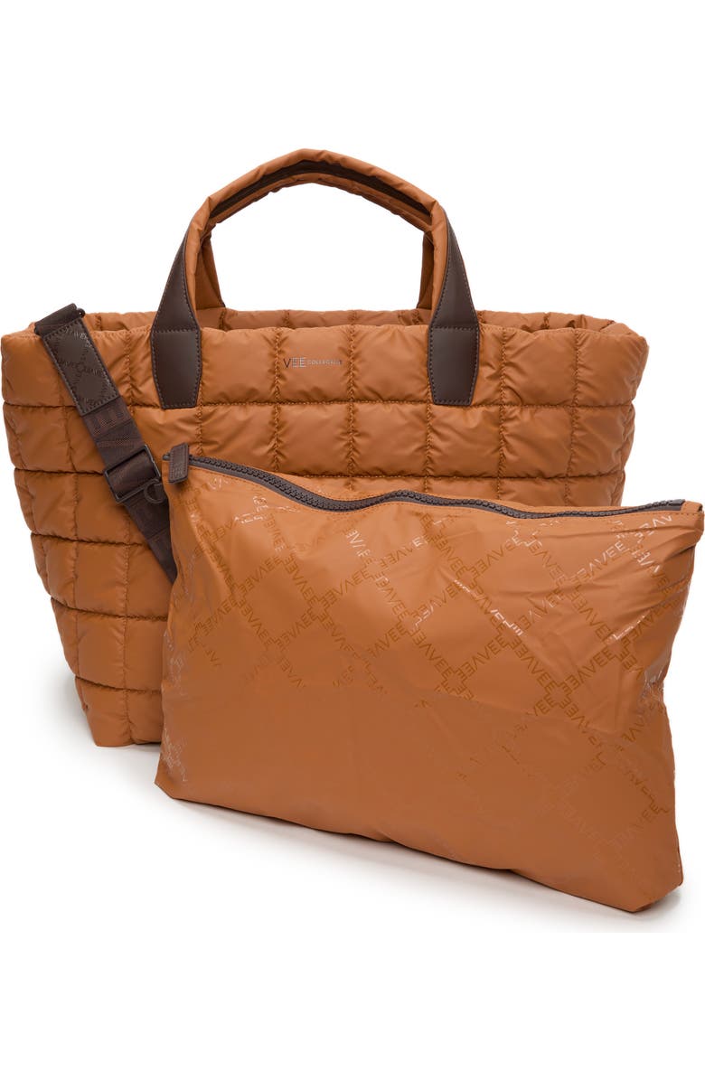 VeeCollective Porter Basque Quilted Tote, Alternate, color, Cognac