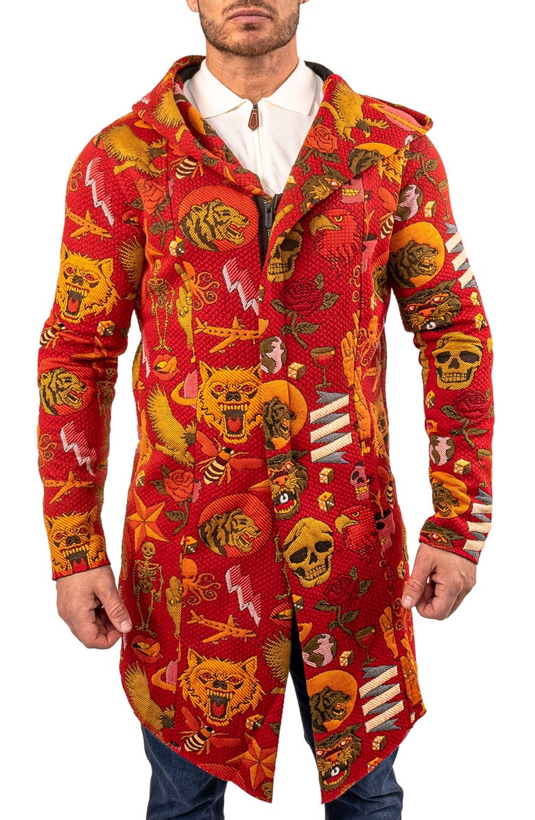 Maceoo Sportcoat Print Hooded Jacket, Alternate, color, Red