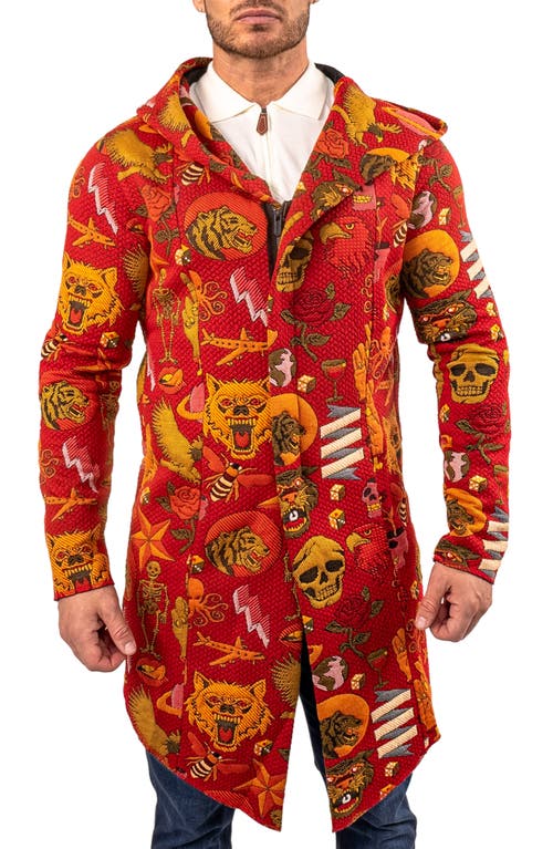 Maceoo Sportcoat Print Hooded Jacket In Brown