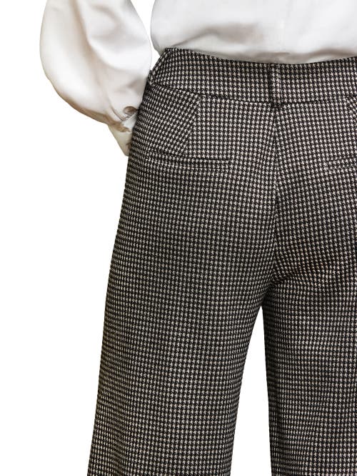 Ro&zo Tailored Wide Leg Houndstooth Trousers In Gray