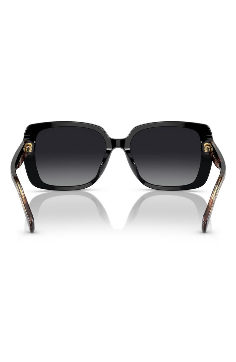 RALPH 55mm Polarized Rectangle Sunglasses, Alternate, color, Shiny Black / Gradient Grey