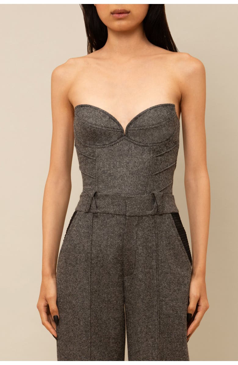 Contessa Mills Aconitum Structured Elegant Wool and Silk Lined Corset, Main, color, Grey