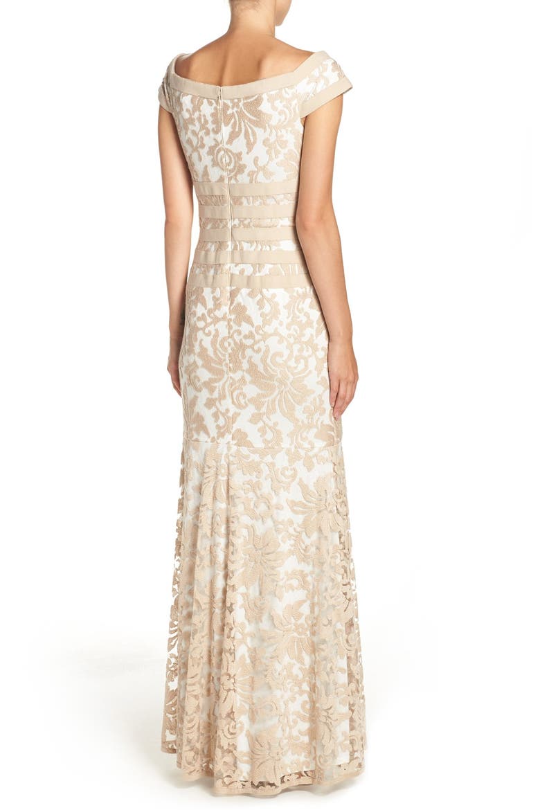 Textured Lace Mermaid Gown, Alternate, color, SAND/ IVORY