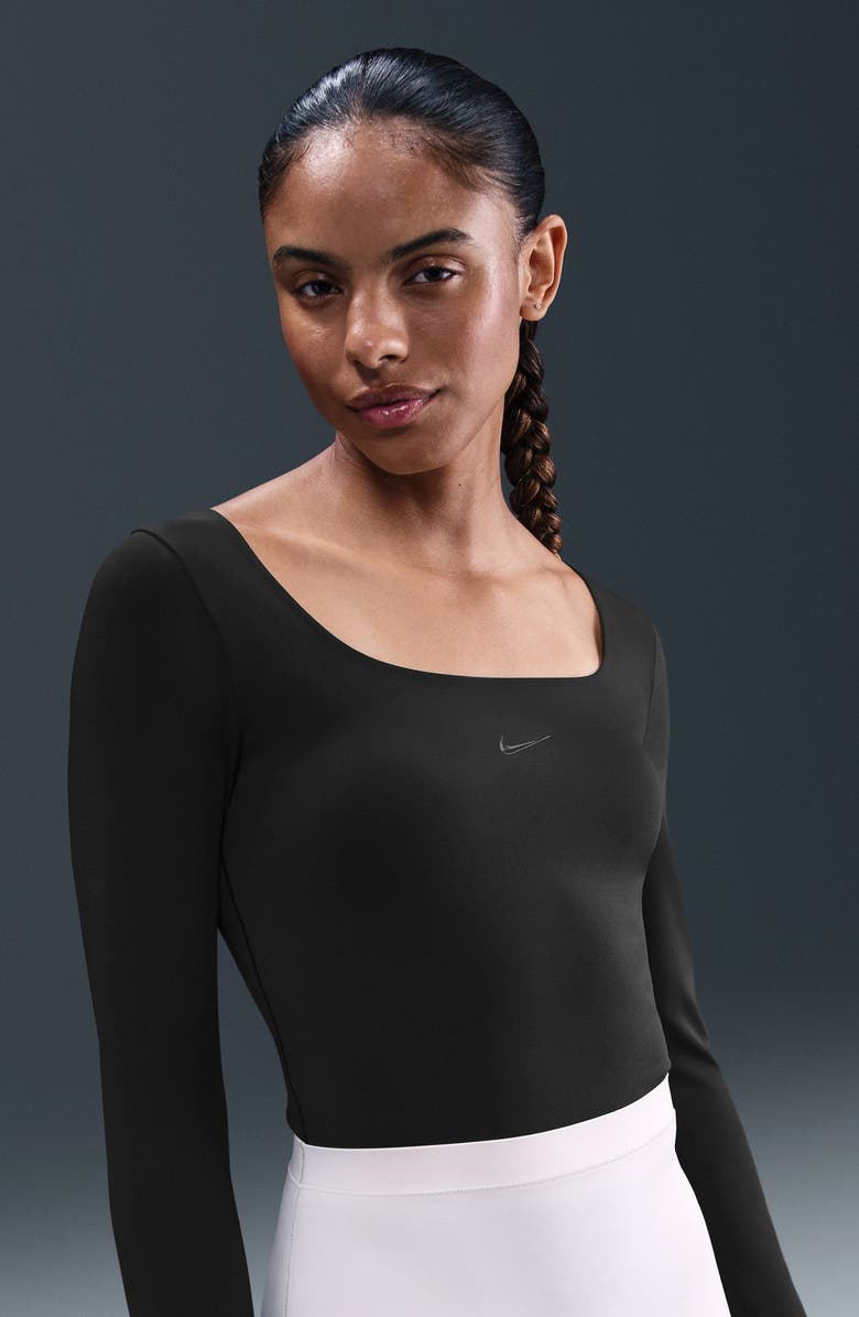 Nike Dri-FIT Long Sleeve Bodysuit, Alternate, color, Black/Dkskgy