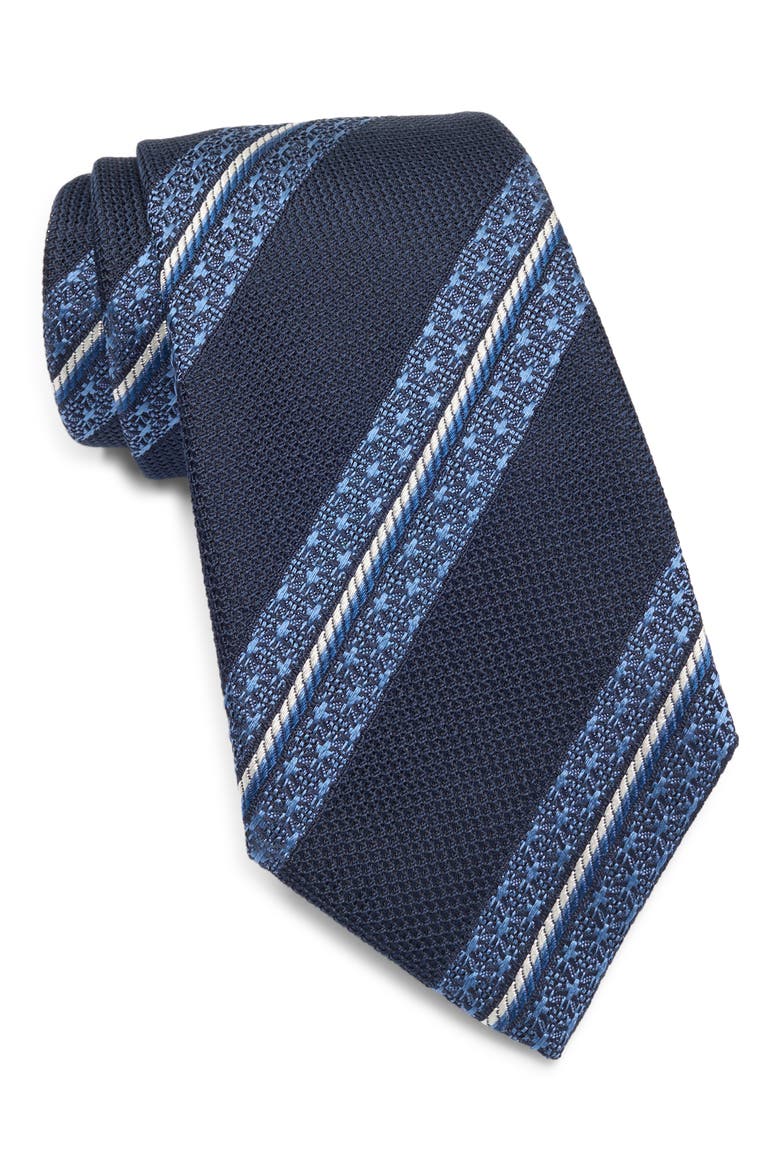Stripe Silk Tie, Main, color, NAVY STRIPE