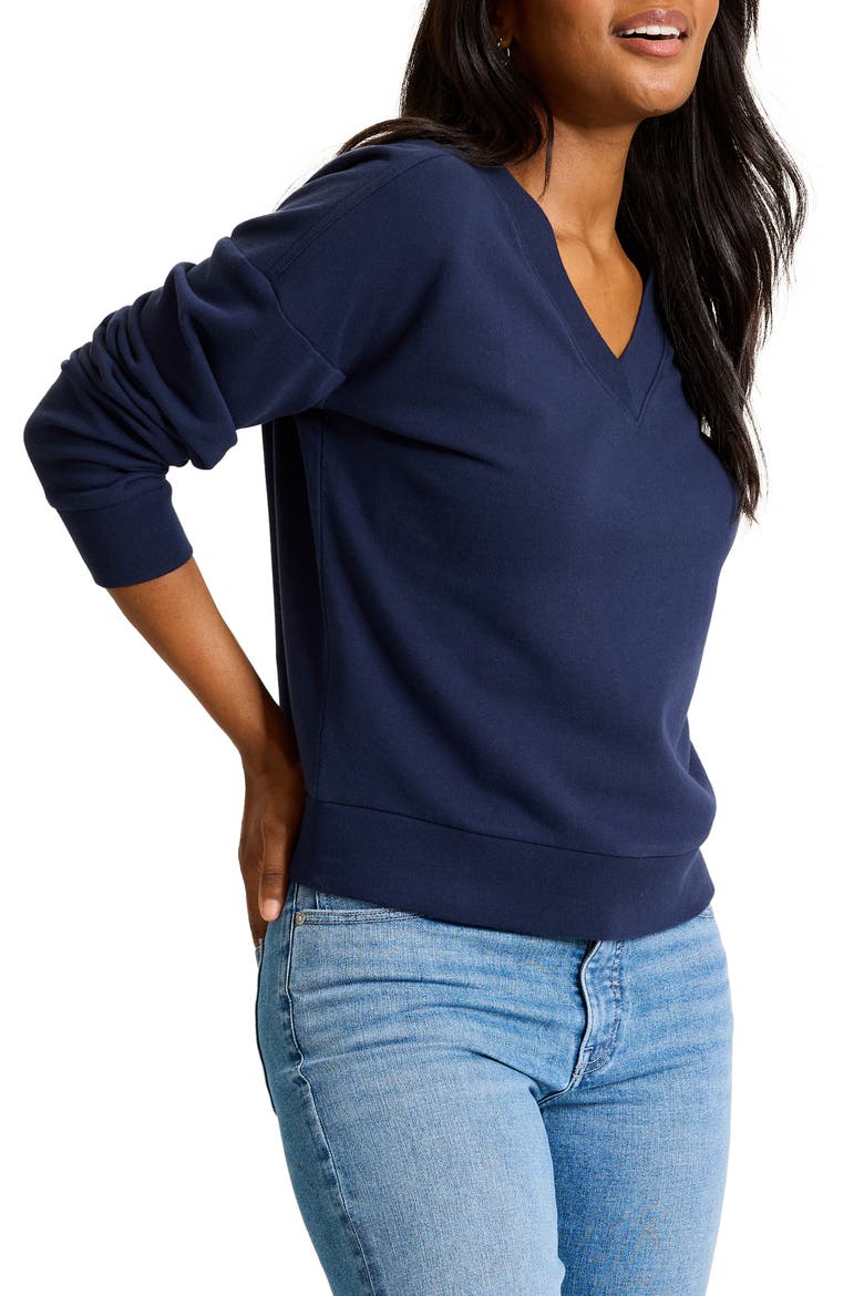 Marina del Mar Cotton V-Neck Sweatshirt, Alternate, color, COASTLINE