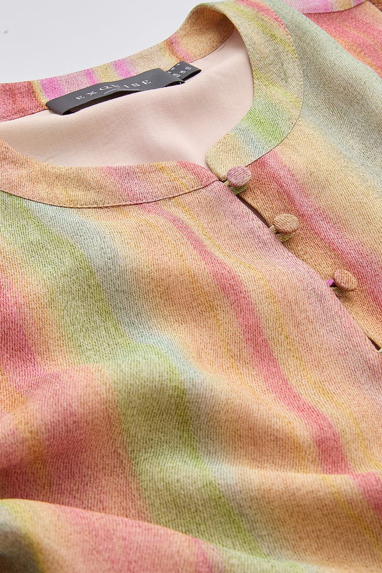 Armynel  Round Neck Long Sleeve  Striped Blouse, Alternate, color, Multi Color