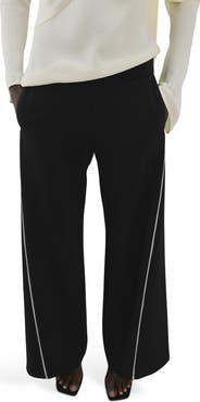 MANGO Side Piped Knit Wide Leg Pants