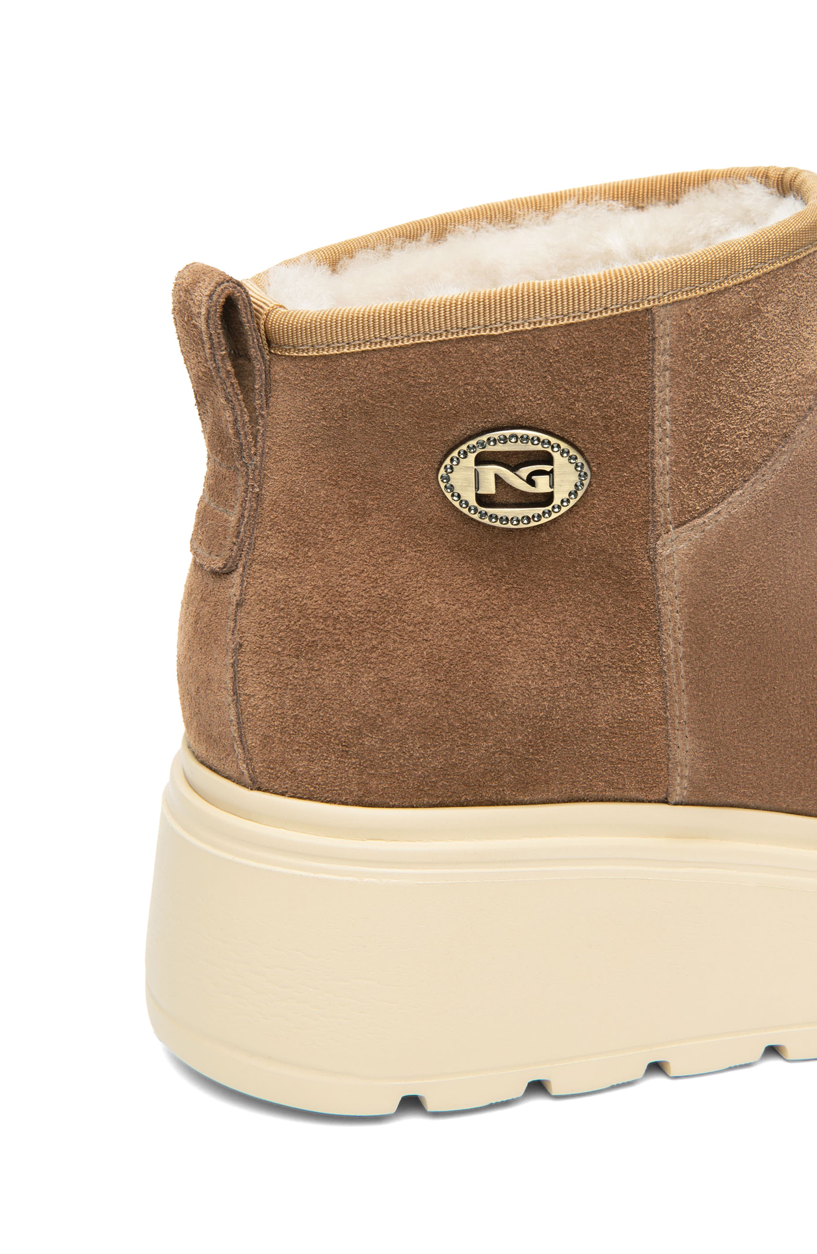 NeroGiardini Faux Shearling Platform Bootie, Alternate, color, Chestnut