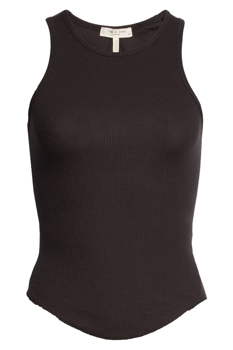 The Essential Ribbed Tank, Alternate, color, BLACK