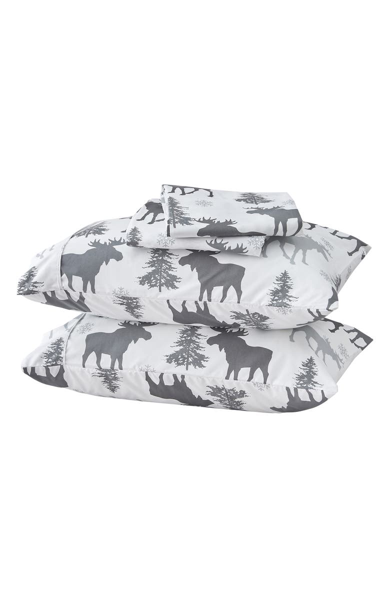 Woven & Weft Lodge Print 4-Piece Microfiber Sheet Set, Main, color, Moose